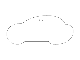 Car air freshener car silhouette customized, dimensions: H: 100.015mm, L: 43.311mm.