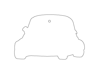 Car air freshener car silhouette customized, dimensions: H: 85.1mm, L: 54.4mm.