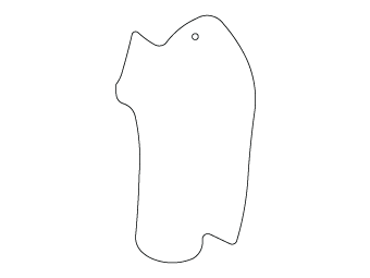 Car air freshener geographic shape customized, dimensions: H: 56.476mm, L: 99.927mm.